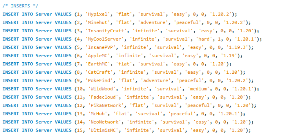 Data Inserts